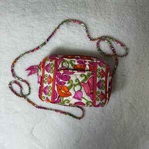 Vera Bradley Quilted‎ Floral Mini Crossbody Bag Pink Green Phone Purse